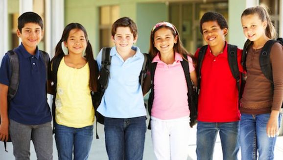 Pre teen children at school