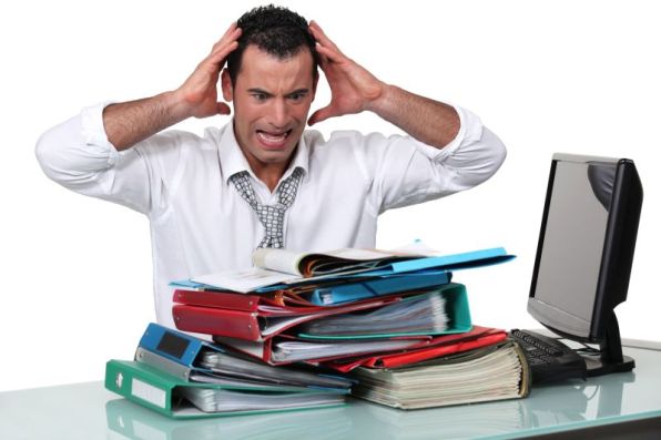 Overworked office worker