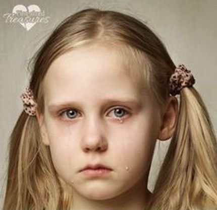 Child with tears - young girl crying, fine art portrait