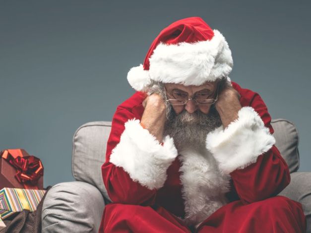 Nervous Santa Claus on Christmas eve