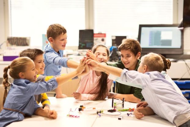 education, children, technology, science and people concept - gr